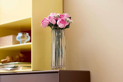 Rausvų rožių puokštė