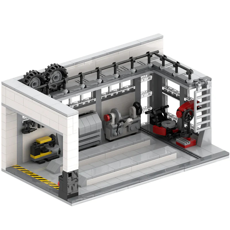 Minibrickz® Automobilių remonto dirbtuvių ekspozicija